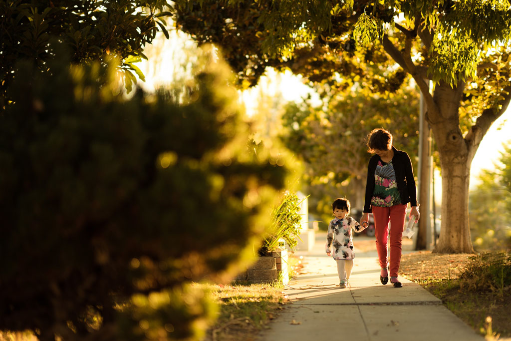 Walking on Sidewalk